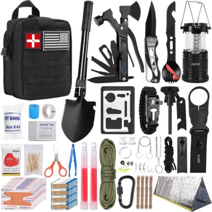 171PCS Survival First Aid Kit with Survival Gear, First Aid Supplies, Emergency Tent, and MOLLE Nylon Bag, Ideal for Car, Travel, Home, Outdoor Adventures, for Men, Christmas, Teens