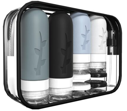 18pack Travel Bottles for Toiletries,TSA Approved Silicone Travel Containers jar for Toiletries,Leak Proof Refillable Liqus Shampoo And Conditioner Travel Essentials toiletry Bottles