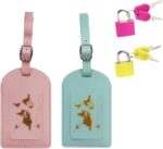 2 Pack Premium Name Tags for Luggage Leather Luggage Travel Bag Tags 2PCS Suitcase Locks with Keys 23mm Coloured Luggage Locks for Suitcases Luggage Gym Locker Bag Rucksack Cabinets School