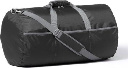 Amazon Basics 32" Extra Large Foldable Duffle Bag for Travel & Storage, with Exterior/Interior Zippered Pockets, Lightweight/Durable Nylon Material, 50-LBS Capacity, 9254 Cubic Inch (150L), Black