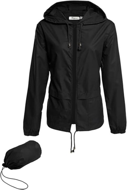 Hount Women's Lightweight Hooded Raincoat Waterproof Packable Active Outdoor Rain Jacket (S-3XL)