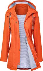 LOMON Raincoat Women Waterproof Long Hooded Trench Coats Lined Windbreaker Travel Jacket S-XXL