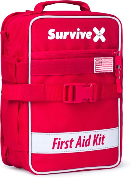 Large First Aid Kit for Car, Travel & Home – Emergency Kit for Hiking, Camping, Backpacking and Outdoors – Includes Zip Stitch Wound Closure Strips – FSA HSA Approved