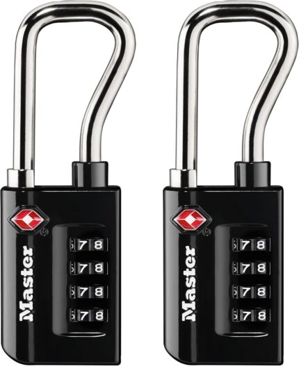 Master Lock 4696T, Pack of 2 TSA Approved Luggage Lock, 2 Pack, Set Your Own Combination, Black, 2 Count