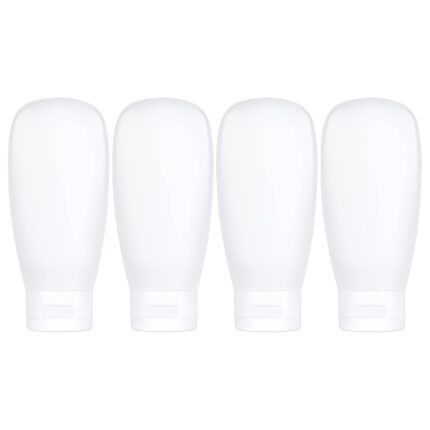 TSA Approved Travel Bottles Set for Toiletries Travel Size Containers Kit 4 Pack Portable Leak Proof Refillable Squeeze Cosmetic Airplane Essential Shampoo Hair Conditioner Body Lotion Bath Shower Gel