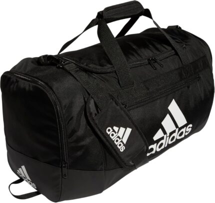 adidas Unisex Defender 4.0 Gym Duffel Bag for Men and Women, Black/White, Medium (66L)