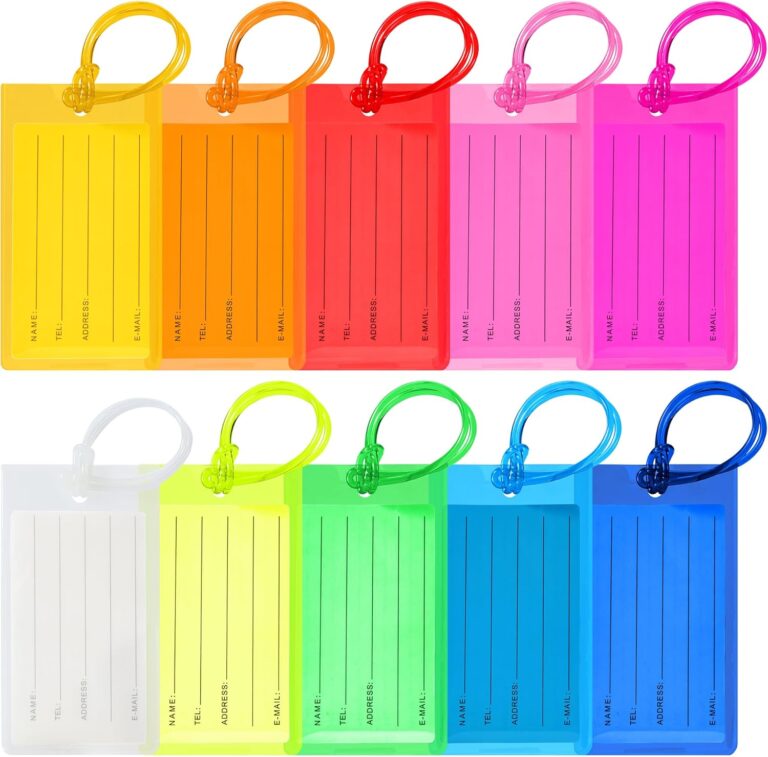 10 Pack Luggage Tags for Suitcases, Airplane Travel Essentials for Flying, International Travel Must Haves, and Luggage Accessories by Sodsay