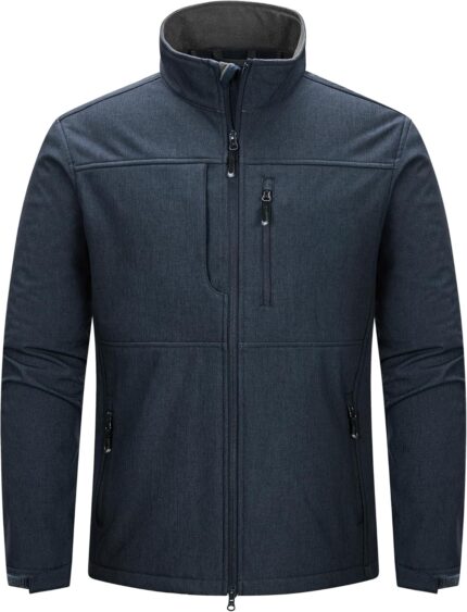 33,000ft Men's Lightweight Softshell Jacket Warm Fleece Lined Windbreaker Waterproof Soft Shell for Outdoor Hiking