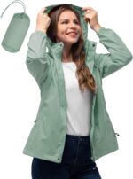33,000ft Women's Rain Jacket Waterproof Lightweight Packable Raincoat with Hood for Golf Hiking Travel Windbreaker