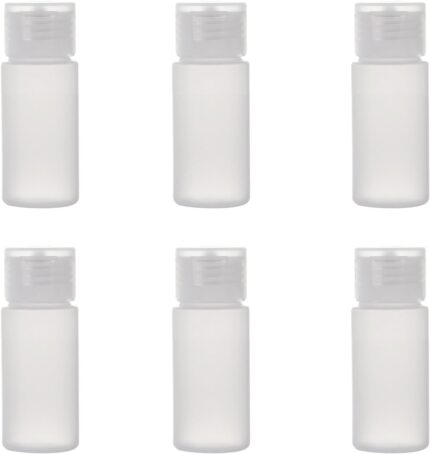 ALINK Travel Size Plastic Empty Toiletry Bottles, 30ml (1 oz) Pack of 6 Liquid Containers with Labels