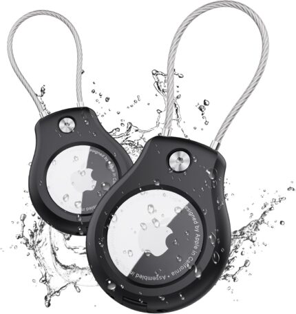 AirTag Keychain Holder- 2 Pack, Waterproof Air Tag Lock Case, Compatible with Apple AirTags, Ultra Secure Apple Tag case, for Luggage, Key Ring Key Chain Luggage tag Backpack& More…