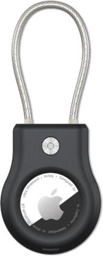 Airtag Keychain Holder with Wire Cable, Secure Lock Airtag Holder,360°Protective Air Tag Case Holder for Key Chain，Key Ring,Car Keys，Luggage Compatible Apple Air tag