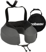 Cabeau Airplane Travel Pillow for Long Flights - Evolution S3 - Supportive Memory Foam with Seat Straps to Secure Your Head and Neck and Provides 360° Support (Steel Grey)