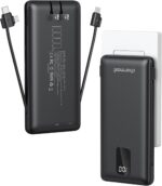 Charmast Portable Charger with Built-in Cables & Wall Plug, 10000mAh Portable Power Bank, External Battery Pack Travel Essentials Compatible with iPhone 16/15/14/13, Samsung, iPad etc