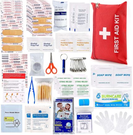 First Aid Kit for Home Car Travel 107 Piece Emergency Kits for Hiking Camping Small Trauma Kit for Boat Vehicle Lightweight Compact Pocket Aid Kit for Sports Outdoor Survival