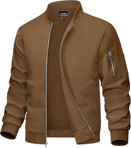 MAGCOMSEN Men's Bomber Jacket Lightweight Casual Windbreaker Spring Fall Zip Up Coat with 5 Pocket