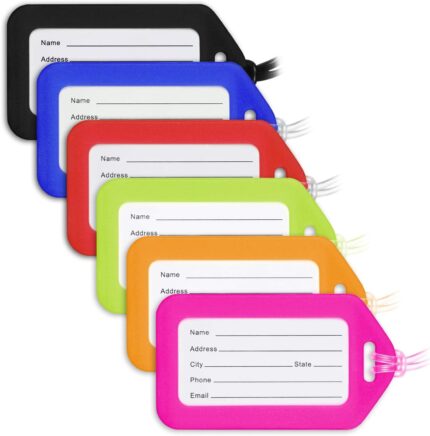 Mifflin-USA Luggage Tags (Assorted, 6 PK), Bag Tag for Baggage, Suitcase Tags Bulk