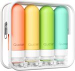 Quatish Travel Bottles for Toiletries, Original Patented Leak Proof Travel Size Containers, 3 oz Tsa Approved Silicone Shampoo and Conditioner Bottles, 4 Pack, Multi-Color