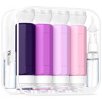 Redfly 17PCS Travel Bottles for Toiletries, TSA Approved Travel Size Containers, Leak Proof Travel Containers for Toiletries, Silicone Travel Kit for Shampoo, Conditioner, Lotion & Creams Purple