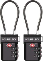 SURE LOCK TSA Approved 3-Digit Combination Luggage Locks – Open Alert Indicator, Re-settable Code with Zinc Alloy Body, Easy-Read Dials for Suitcase, Backpack, Gym Locker & Toolbox (Multiple Colors)