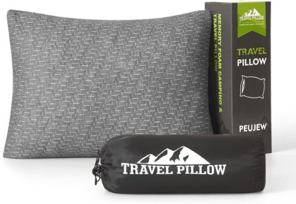 Small Shredded Memory Foam Pillow, Camping Pillow Travel Pillow - Compressible Medium Firm, Breathable Cover, Ideal Backpacking Hiking, Airplane and Car