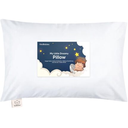 Toddler Pillow with Pillowcase - 13x18 My Little Dreamy Kids Travel Bed Pillows for Sleeping, Organic Cotton Small Pillowcase, Soft & Breathable, Machine Washable, Toddlers 2-5 Years Old (Soft White)