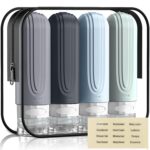 Travel Bottles for Toiletries, 3oz TSA Approved Travel Size Toiletries, Silicone Leak-Proof Refillable Containers, Squeezable Liquid Essentials Bottles W/Clear Bag（GRAY）