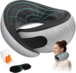 Travel Neck Pillows for Airplanes, 360° Ergonomic Memory Foam Travel Pillow - Relief Neck Pain with Breathable Support for Long Flights, Car, Train & Office Use - Adults & Kids