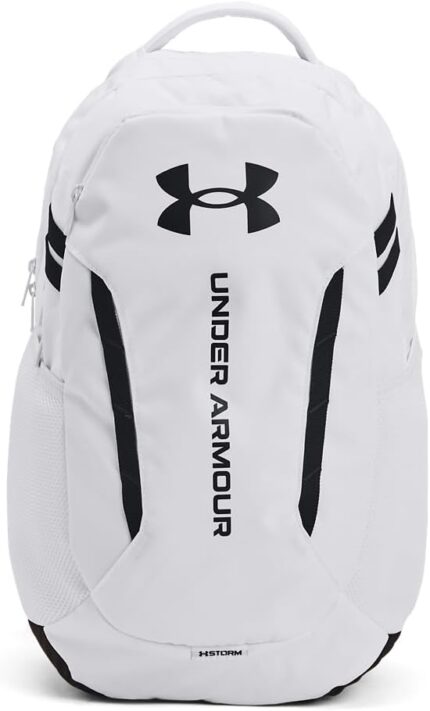 Under Armour Unisex-Adult Hustle 6.0 Backpack, (100) White/White/Black, One Size Fits Most