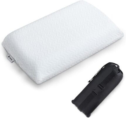 Vekkia Travel Pillow, Memory Foam Pillow Compressible Camping Pillow with Washable Cover,Ergonomic Supportive Pillow for Sleeping Ideal for Adults Kids Travel, Hiking, Airplane and Car-S