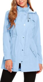 ZHENWEI Womens Lightweight Hooded Waterproof Active Outdoor Rain Jacket S-XXL