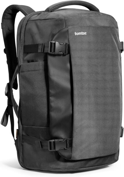 tomtoc Travel Backpack 40L, TSA Friendly Flight Approved Carry-on Luggage Hand Water-resistant Lightweight Business Rucksack, Durable Large Weekender Bag Daypack Fits 17.3 Inch Laptop, PFAS Free