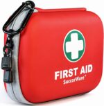 150 Pieces Mini First Aid Kit - Small Medical Kit with Hard Shell - Emergency First Aid Kit for Car, Travel, Home, Outdoor, Office, Camping, Hiking (Red)