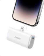 ANKER Nano Portable Charger for iPhone, with Built-in MFi Certified Lightning Connector, Power Bank 5,000mAh 12W, Compatible with iPhone 14/13/12 Series (White)