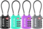 ANVIL TSA Locks for Luggage – TSA Approved Cable Travel Lock with Zinc Alloy Body, 3-Digit Combination Lock for Suitcases, Backpacks, Gun Cases, Zippers