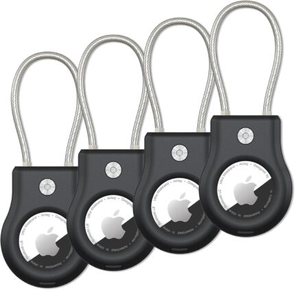 Airtag Keychain for Apple AirTag Holder,4 Pack Air Tag Lock Case Keychain Key Ring Luggage Tag for Keys, Luggage & Men Women's Keyrings & Keychains