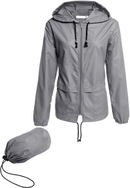 Avoogue Raincoat Women Lightweight Waterproof Rain Jackets Packable Outdoor Hooded Windbreaker