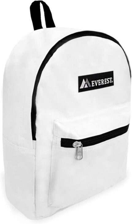Everest Luggage Basic Backpack, White, Medium