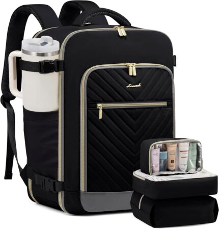 LOVEVOOK Travel Backpack For Women,40L Carry On Backpack Flight Approved,TSA Personal Item Travel Bag Fits 17 Inch Laptop,Business Weekender Overnight Daypack with 3 Packing Cubes