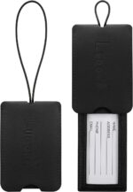 LUGGEX Luggage Tags for Suitcases, 2Pcs Carry on Bag Tags, Privacy Protection Checked Luggage Travel Backpack Essentials, Black