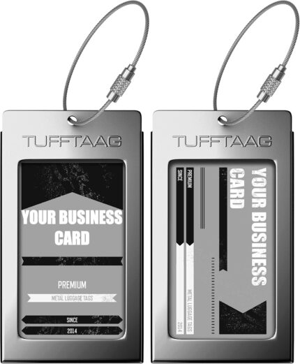 Luggage Tags Business Card Holder by TUFFTAAG - Durable Travel ID Bag Tag in Multiple Color Options, Perfect for Suitcases, Backpacks, and Carry-Ons, Easy Identification, Secure and Stylish