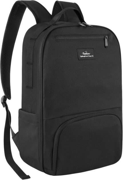 Mens Work Backpack, Black Backpack for Men Women, Bookbag for Men, Book Bag for School Teens, Travel Laptop Backpack Fits 15.6 Inch Notebook, Water Resistant Back Pack with Luggage Strap (Black)