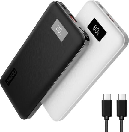 Miady 2-Pack Portable Charger, Ultra Slim 10000mAh PD 20W USB C In&Out Fast Charging Power Bank has LED Digital Display Travel Battery Pack Compatible with iPhone 16/15 Galaxy S24/S22 Android and More