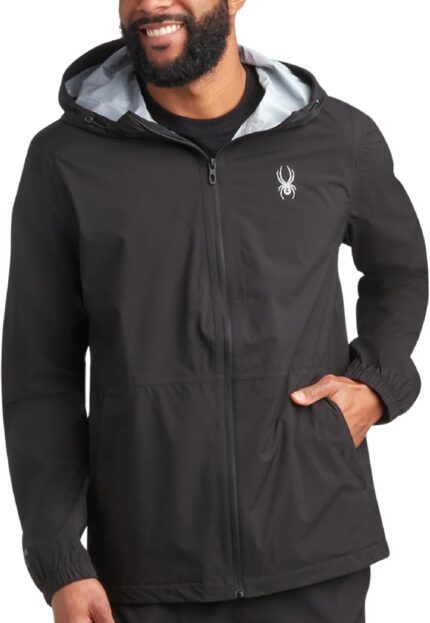 Spyder Mens Rain Jacket - Waterproof Lightweight Hooded Windbreaker, Outerwear Jacket for Golf, Hiking and Outdoor (S-XL)