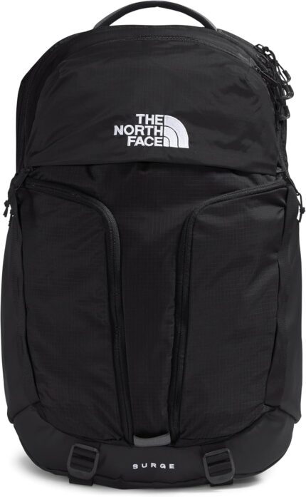 THE NORTH FACE Surge Commuter Laptop Backpack | Daypack with Water Repellent Finish, 16″ Laptop Sleeve, Reflective Details, TNF Black/TNF Black-NPF, One Size