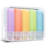 Travel Bottles for Toiletries,3oz Leak Proof Squeezable Travel Size Containers, 5 Pack TSA Approved Travel Essentials for Shampoo Conditioner,Silicone,White Pack