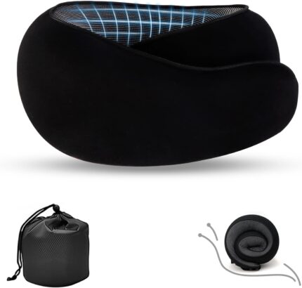 Travel Pillow, Neck Pillow, Neck Pillow for Traveling, 360° Travel Neck Pillows for Airplanes, Memory Foam Airplane Pillow, Soft Airplane Neck Pillow Stowable U-Shaped Pillow (Black)