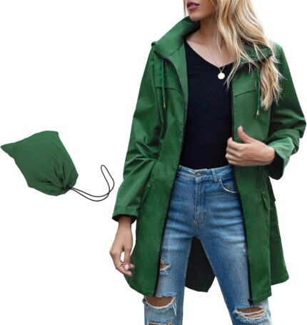 Zando Womens Rain Jackets for Women Waterproof Rain Coats for Women Active Packable Raincoat Windbreaker Jacket with Hood