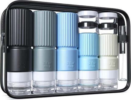 19 pack Travel Bottles for Toiletries,TSA Approved Silicone Travel Containers jar for Toiletries,Leak Proof 3oz Refillable Liqus Shampoo And Conditioner Travel Essentials toiletry (black)