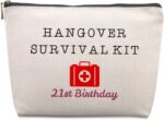 21st Birthday Gift: Hangover Survival Kit - Travel Cosmetic Bag, Funny 21 Year Old Gift for Her Sister Daughter Niece Granddaughter Friend